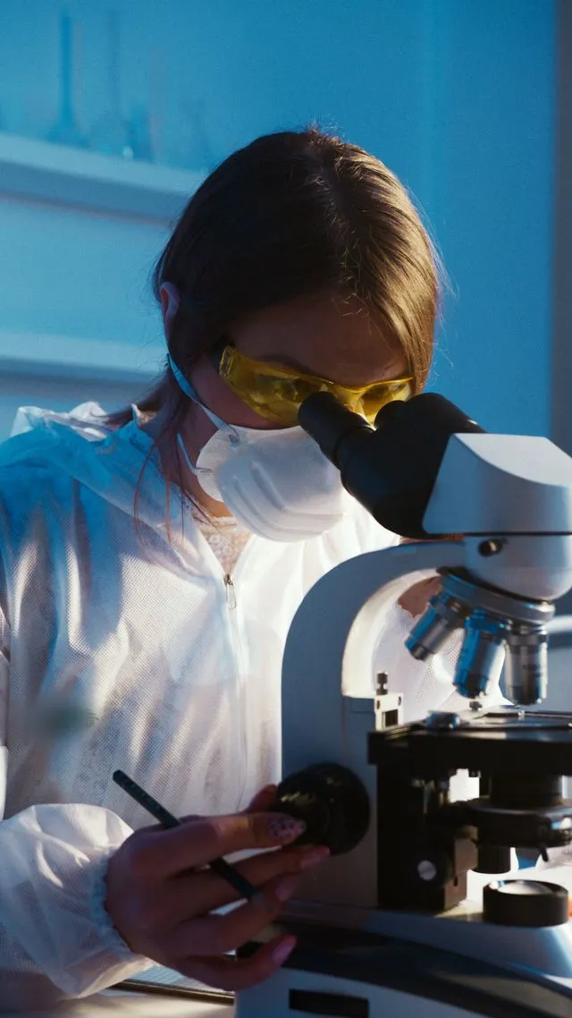 Pessoa pesquisadora analisando uma amostra em laboratório durante uma investigação científica